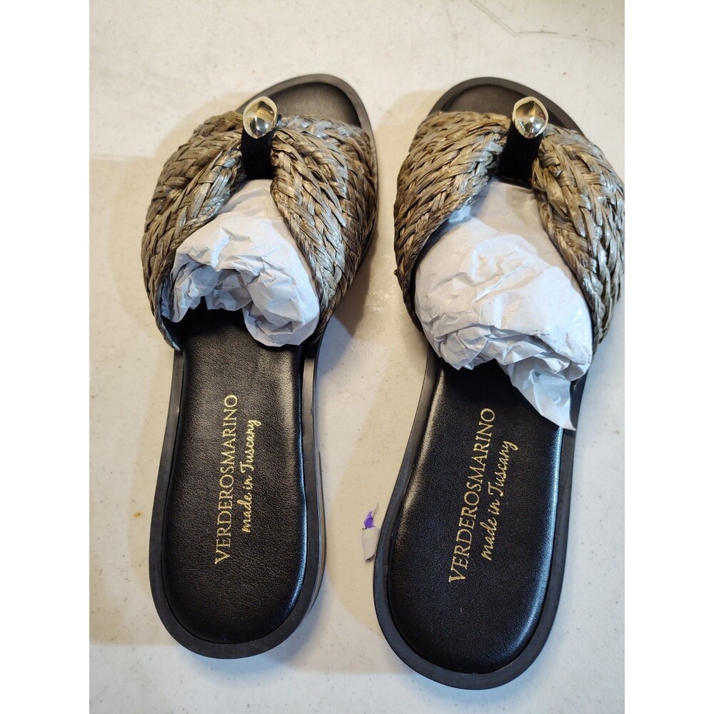 Verdero Marino Made In Tuscany Flat Sandals Sliders Gray Black (667)